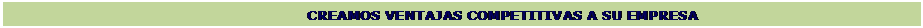 Cuadro de texto:                                                                  CREAMOS VENTAJAS COMPETITIVAS A SU EMPRESA


